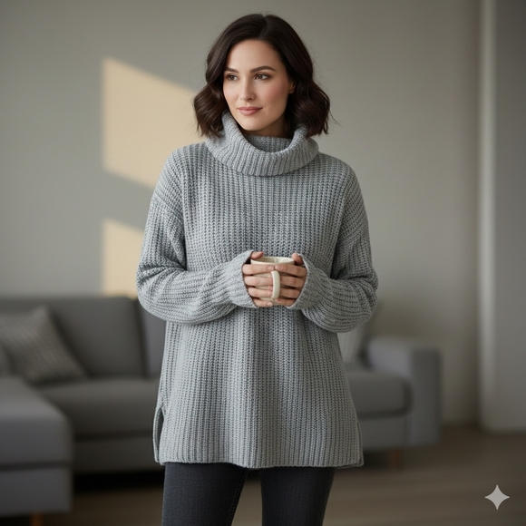 Brandy Melville Sweaters - Brandy Melville Womens Soft Grey Italian Lana Wool Blend Knit Sweater Size Large